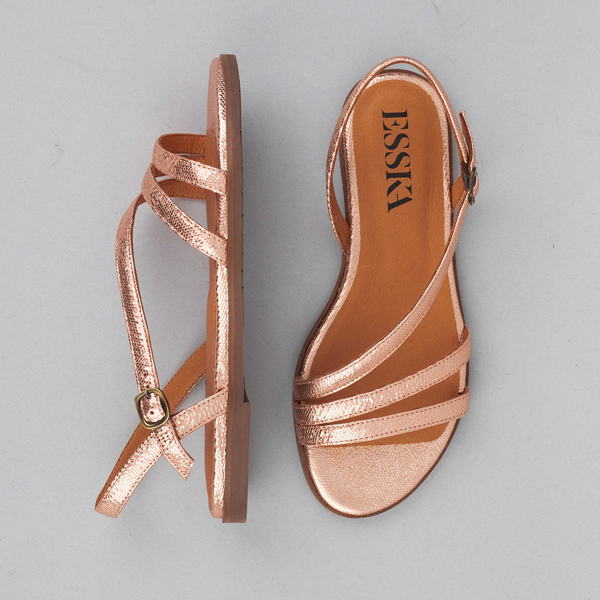 Nina Rose Gold Flat Sandal by Esska