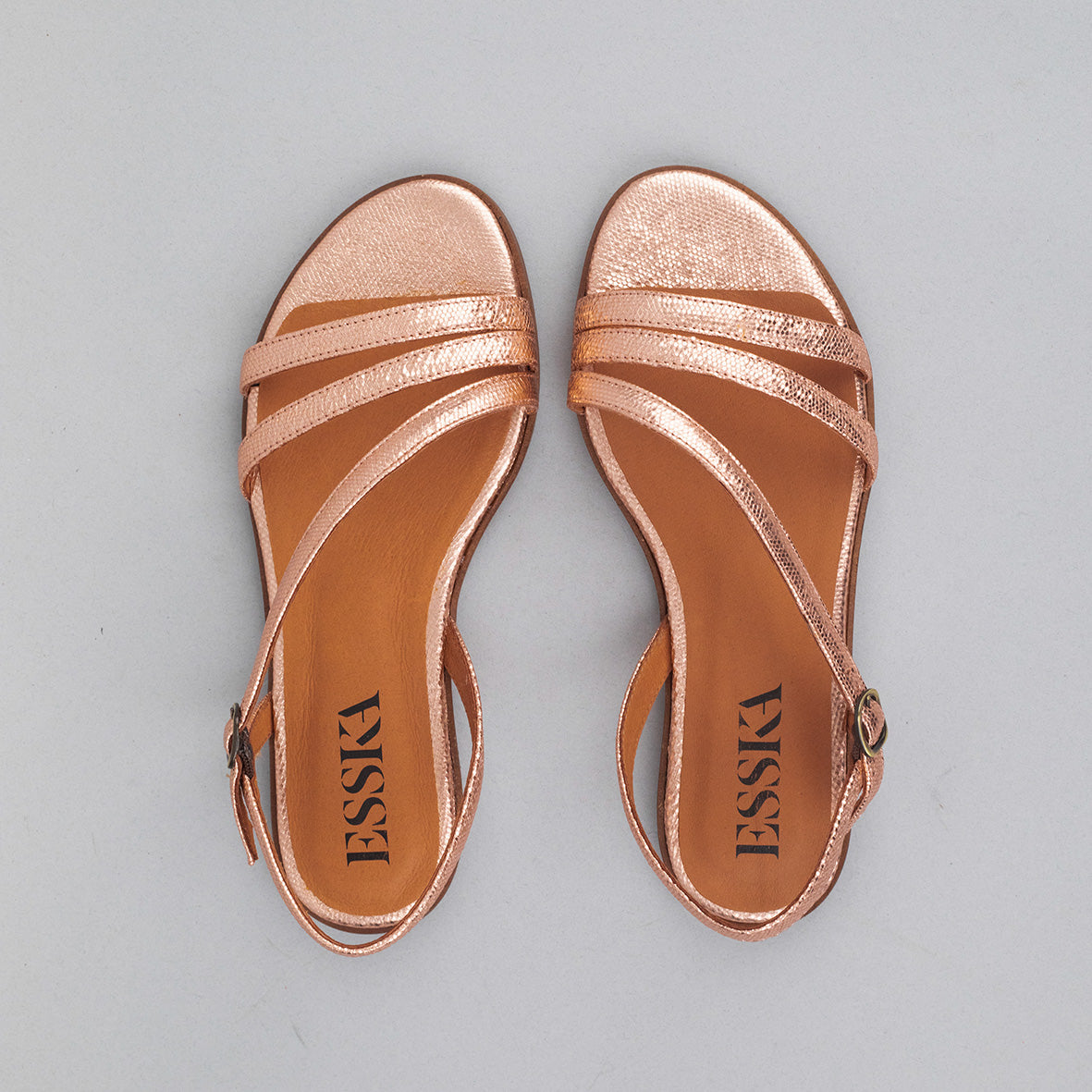 Nina Rose Gold Flat Sandal by Esska