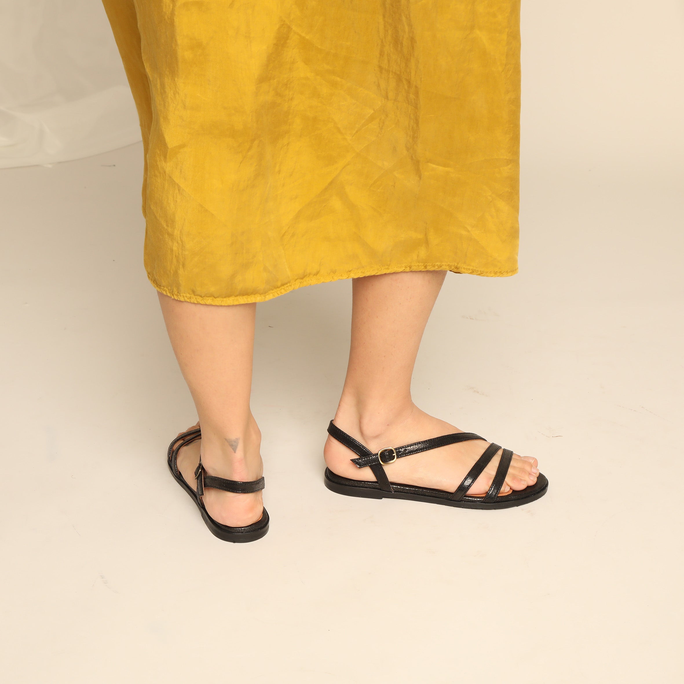 Nina Vegan Black Flat Sandal by Esska