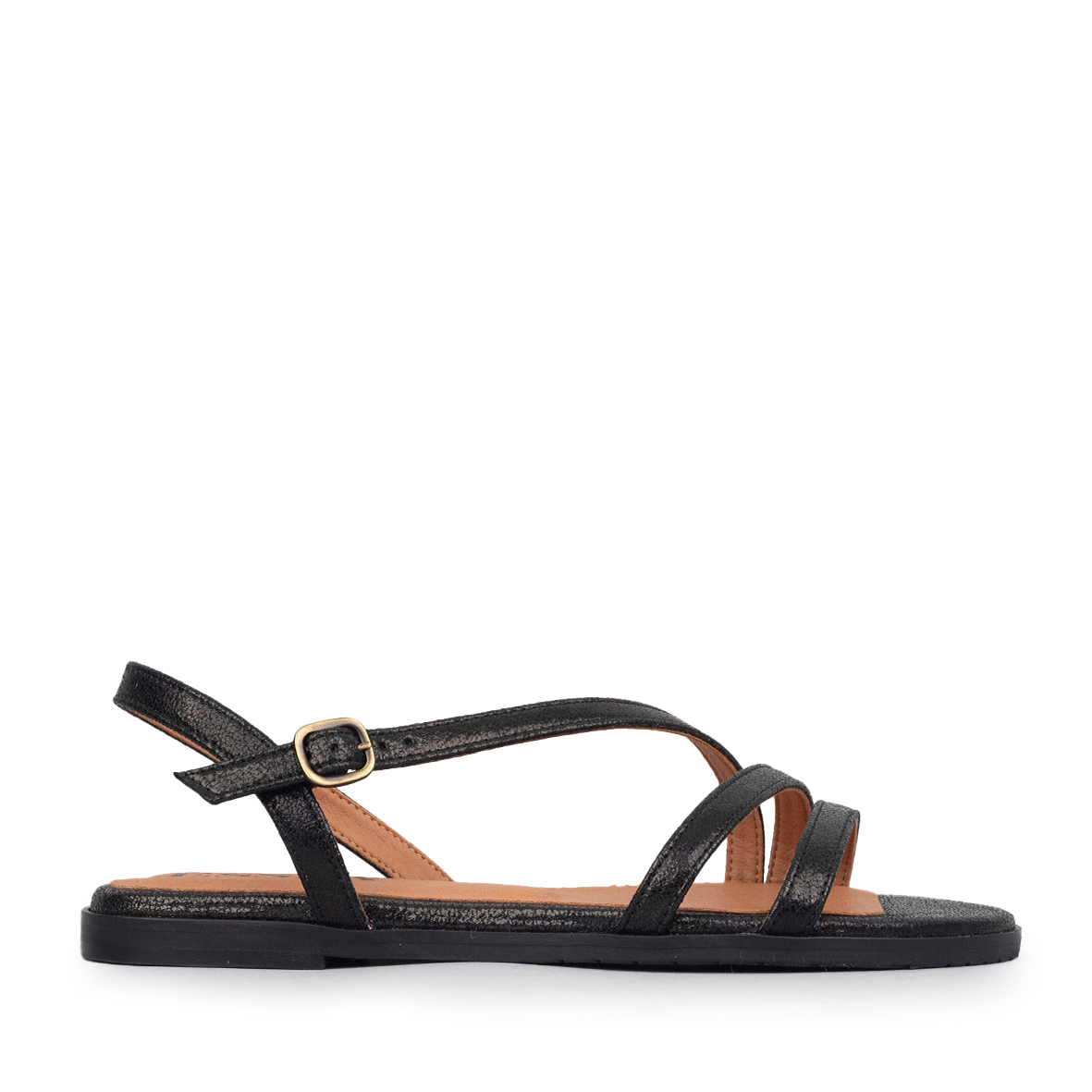 Nina Vegan Black Flat Sandal by Esska