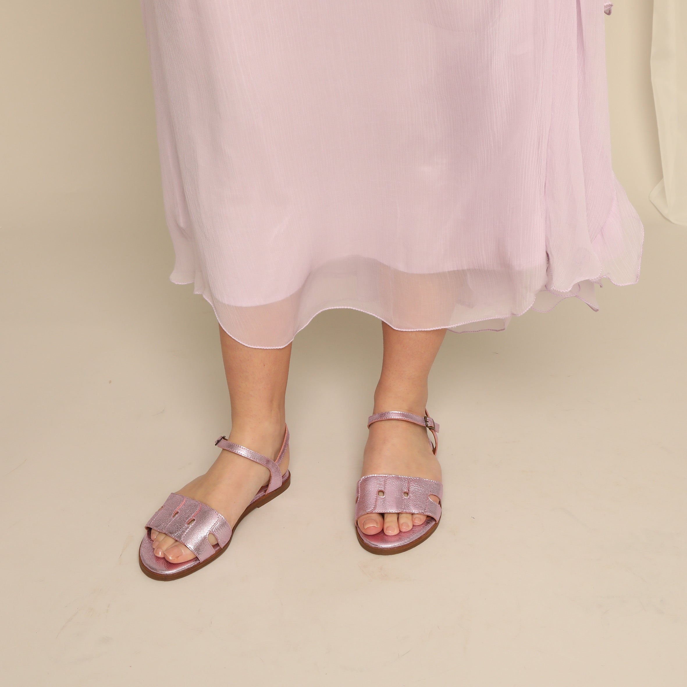 Nova WIDE Metallic Lilac Flat Sandal by Esska
