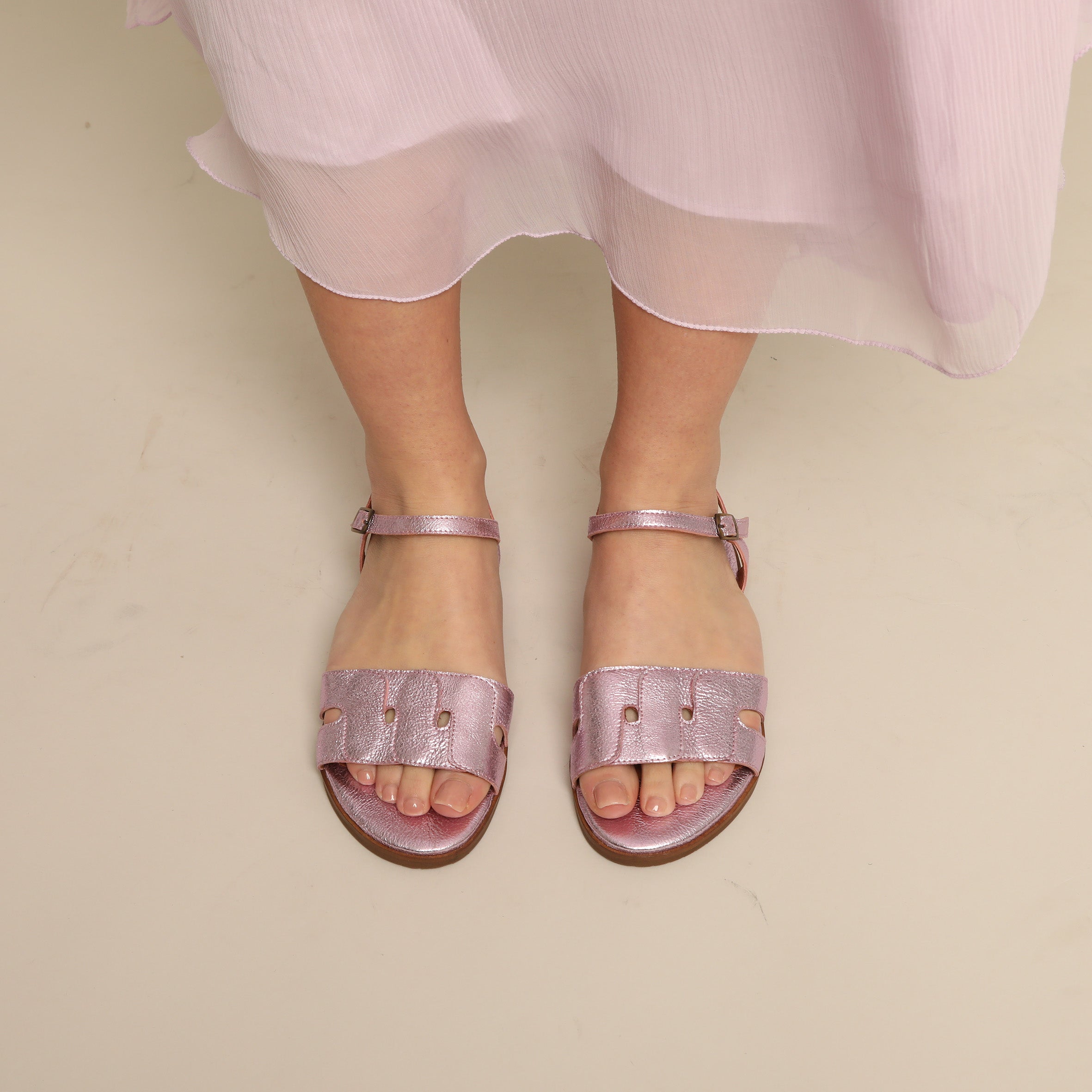 Nova WIDE Metallic Lilac Flat Sandal by Esska