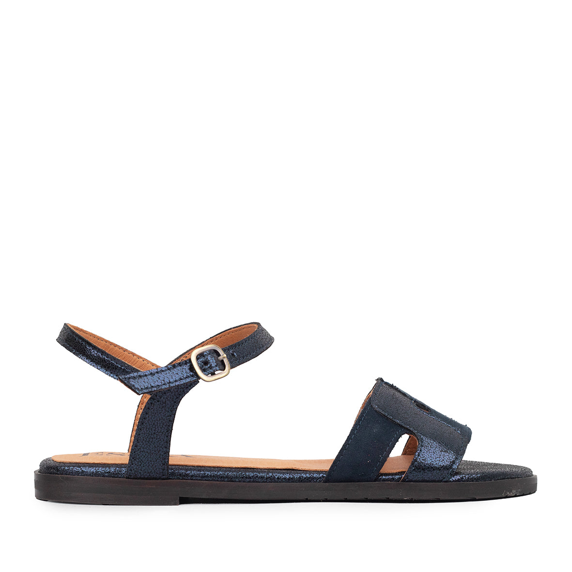 Nova Vegan Metallic Navy Flat Sandal by Esska