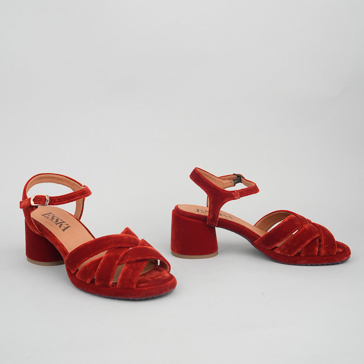 Octavia Velvet Burnt Orange Low Sandal by Esska