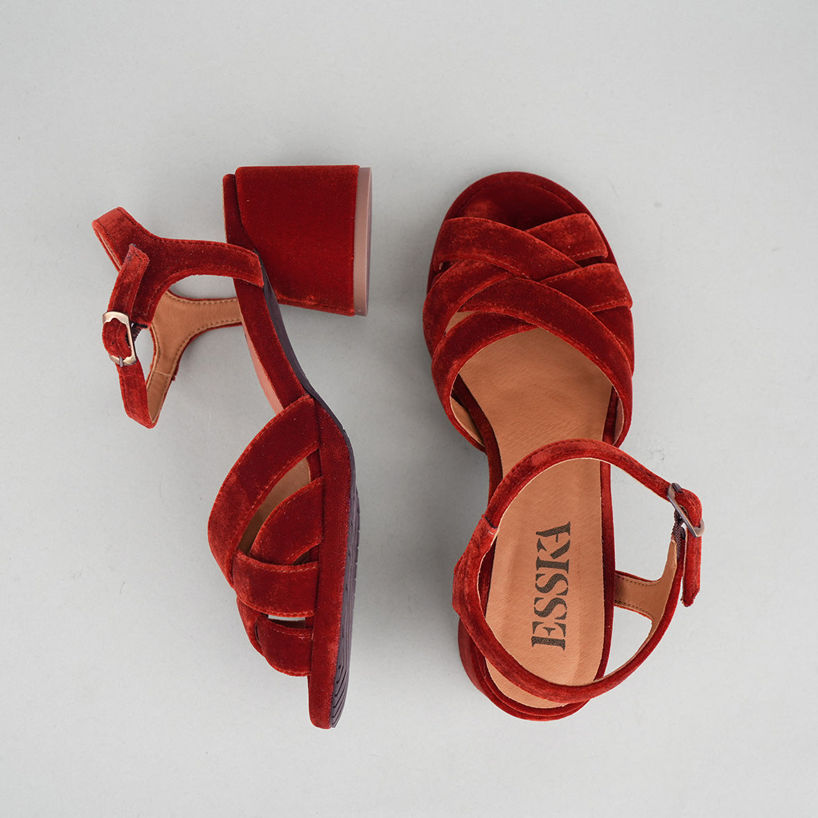 Octavia Velvet Burnt Orange Low Sandal by Esska