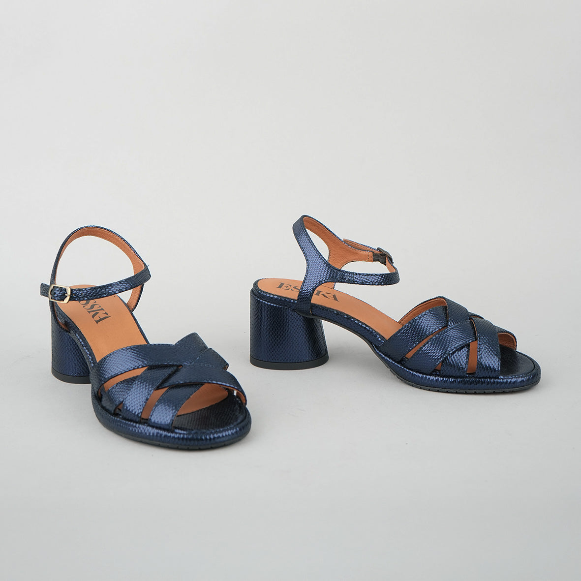 Octavia Metallic Navy Low Sandal by Esska
