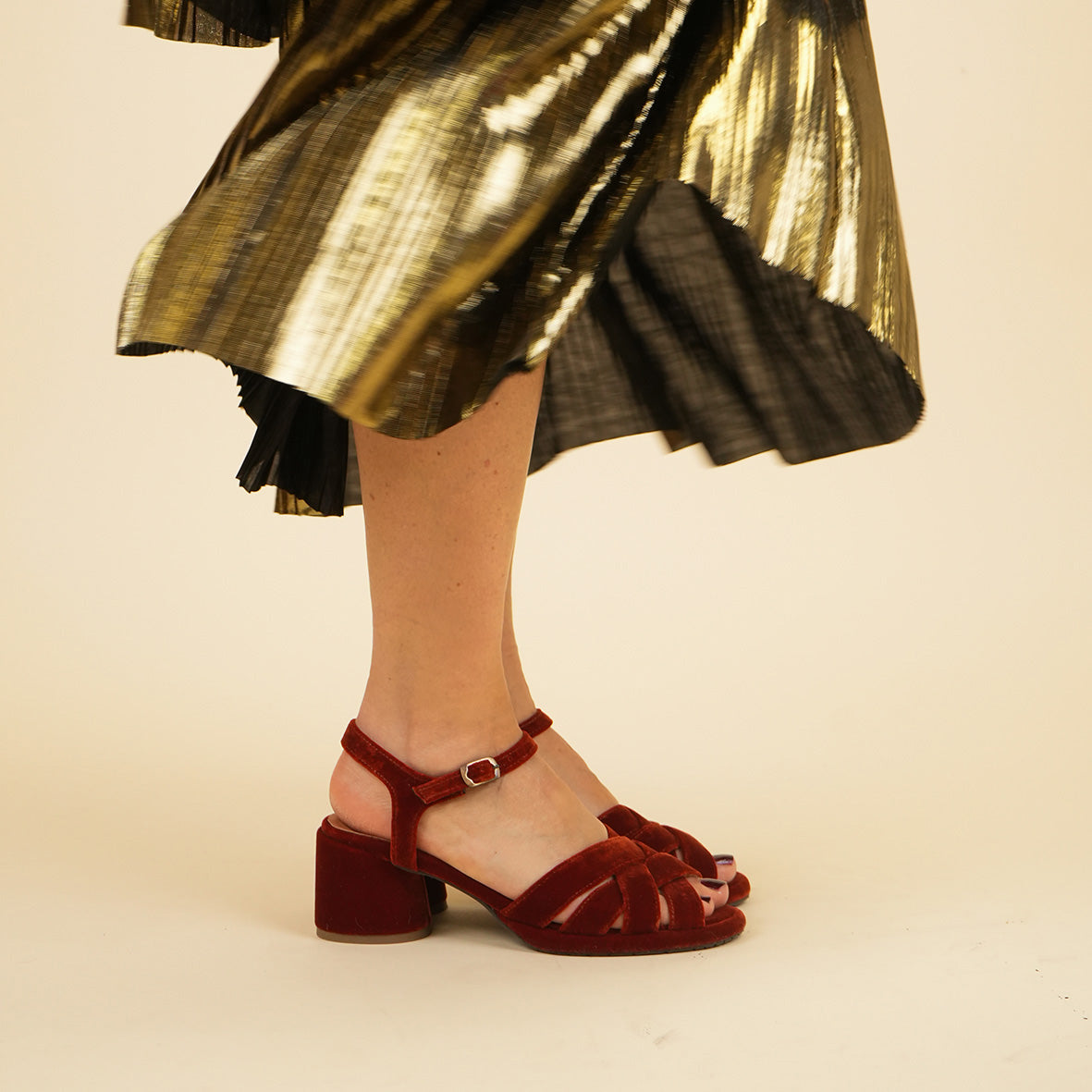 Octavia Velvet Burnt Orange Low Sandal by Esska