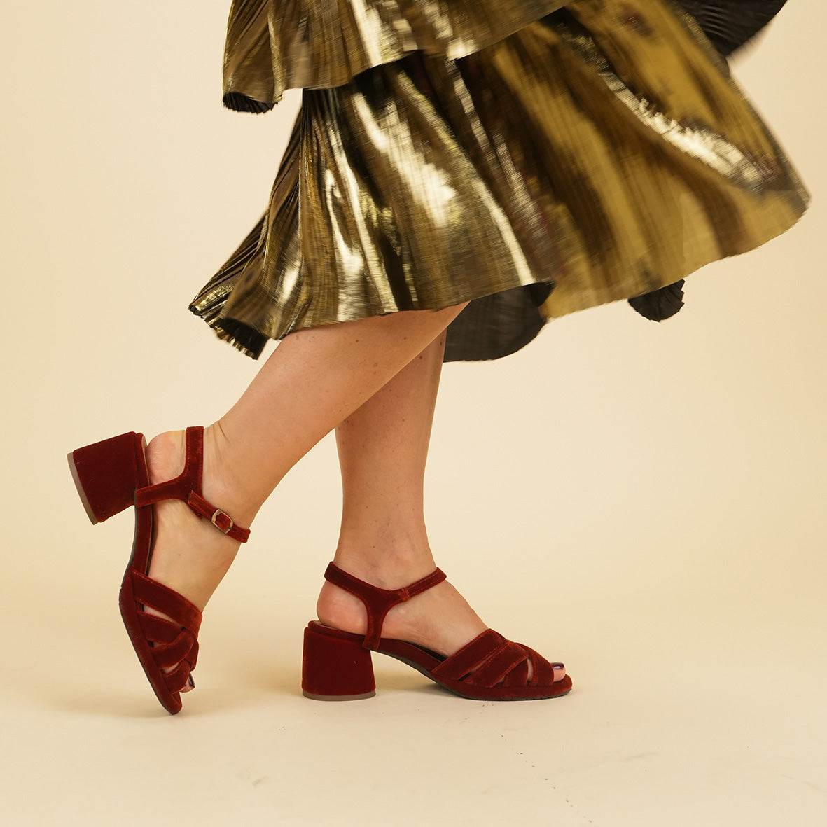 Octavia Velvet Burnt Orange Low Sandal by Esska