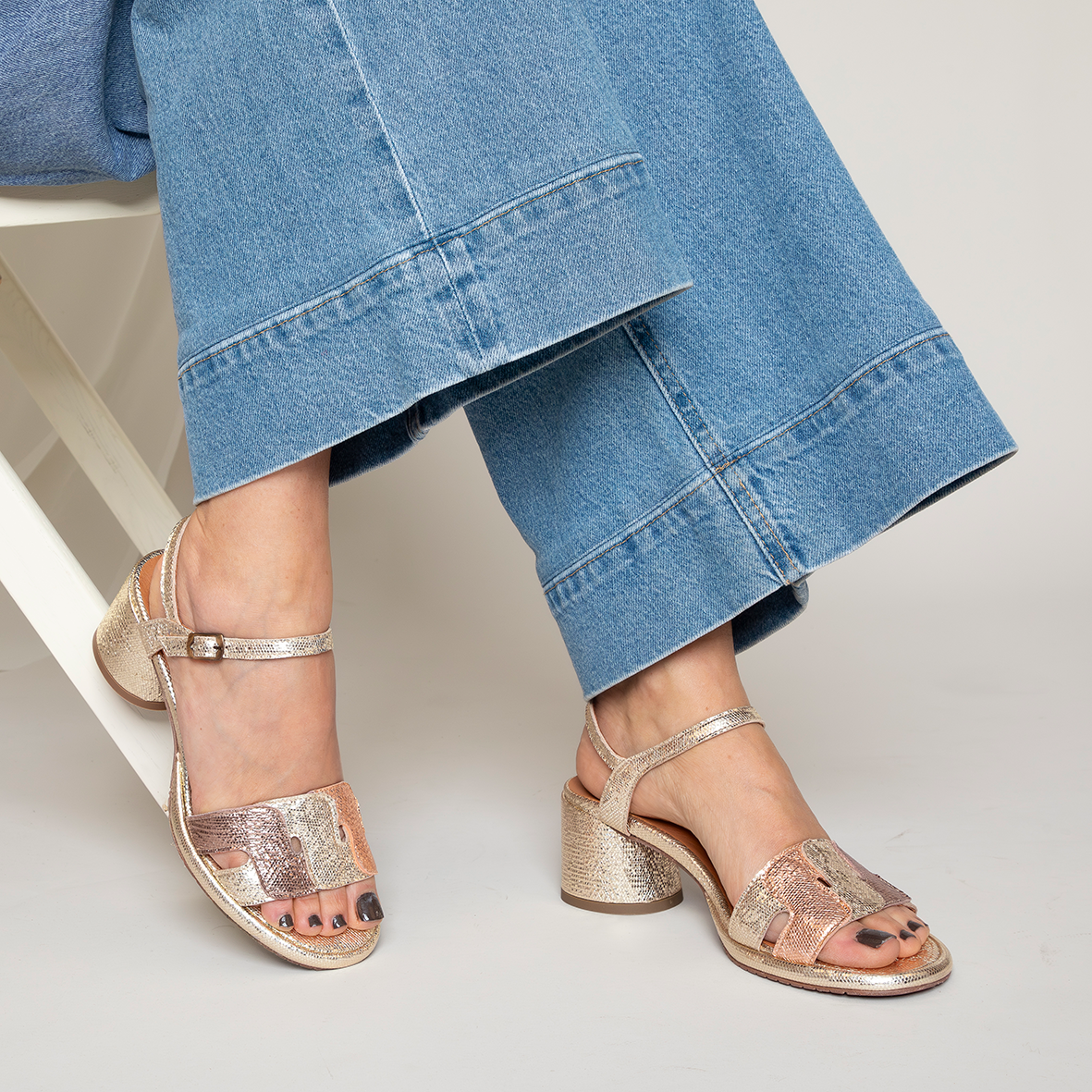 Odette Metallic Multi Low Sandal by Esska