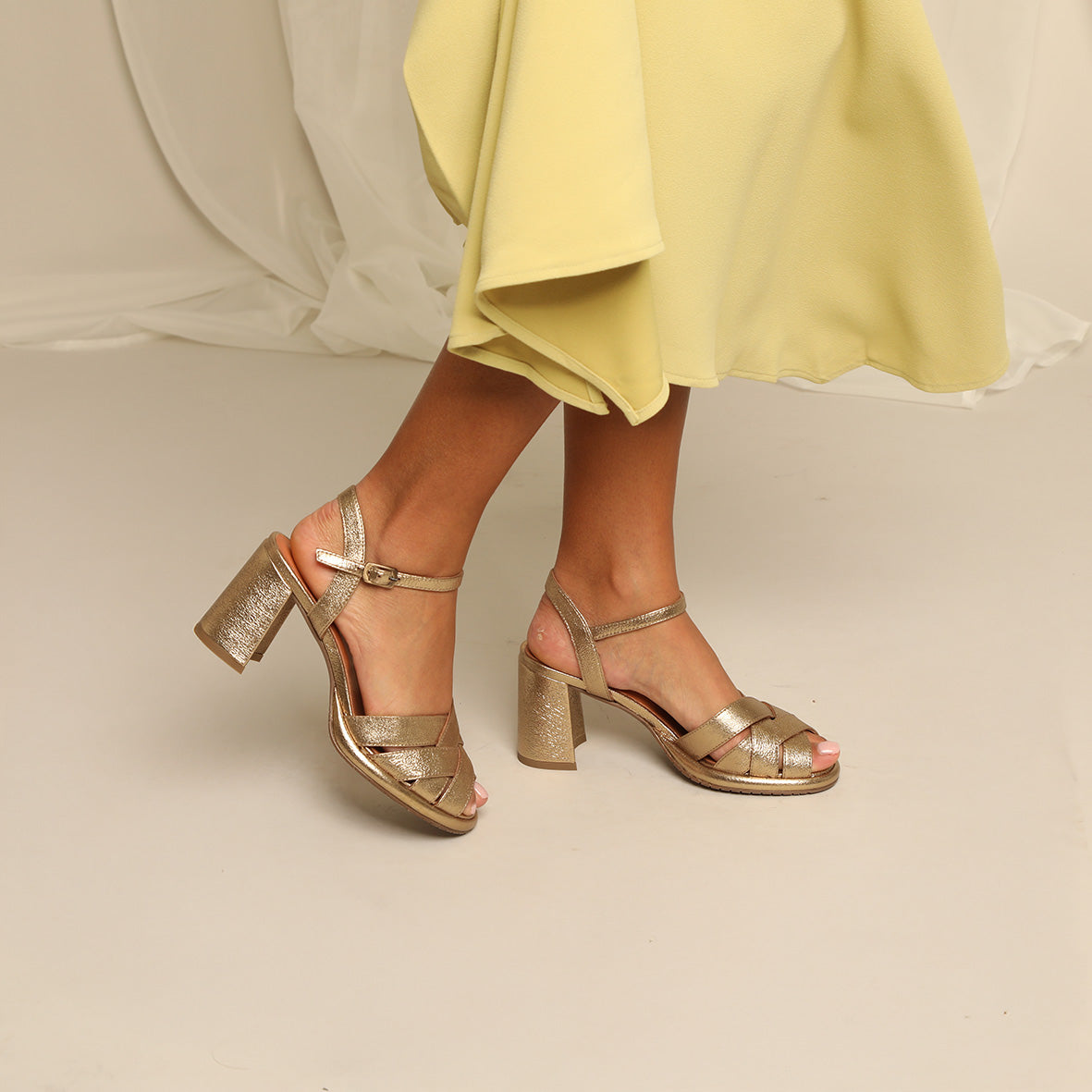Poppy Gold Dust High Sandal by Esska