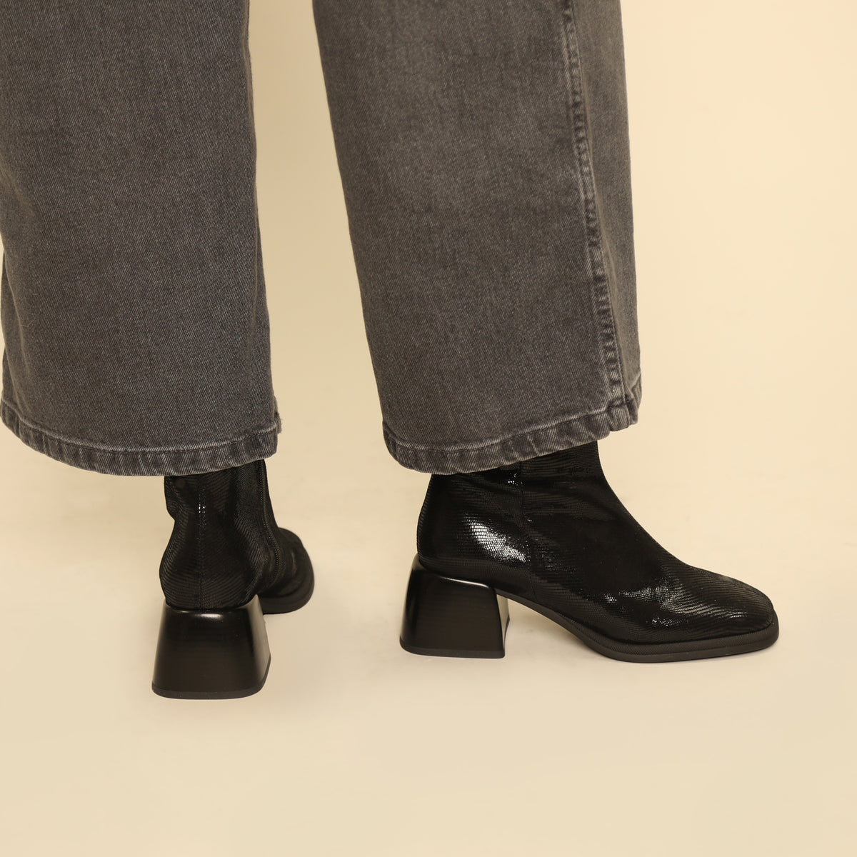 Quinn Metallic Black Mid Boot by Esska