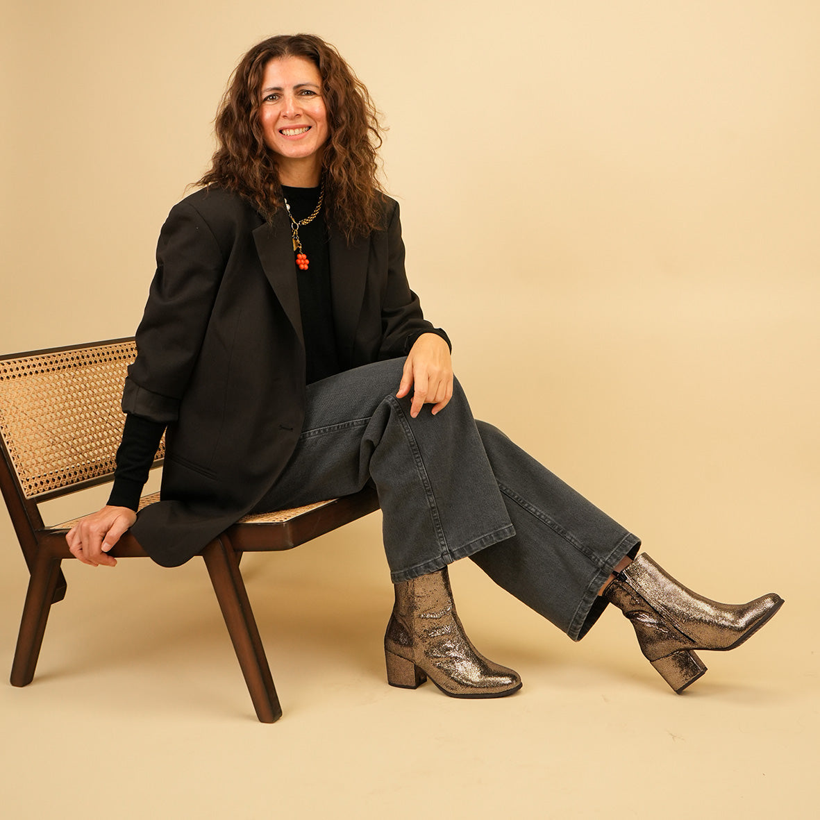 Rasa Metallic Onyx Mid Boot by Esska Shoes Ltd