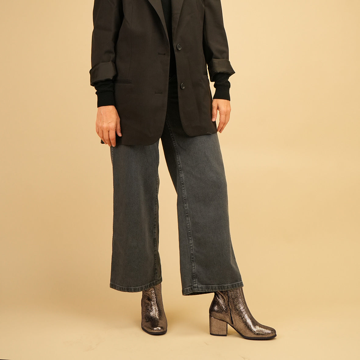 Rasa Metallic Onyx Mid Boot by Esska Shoes Ltd