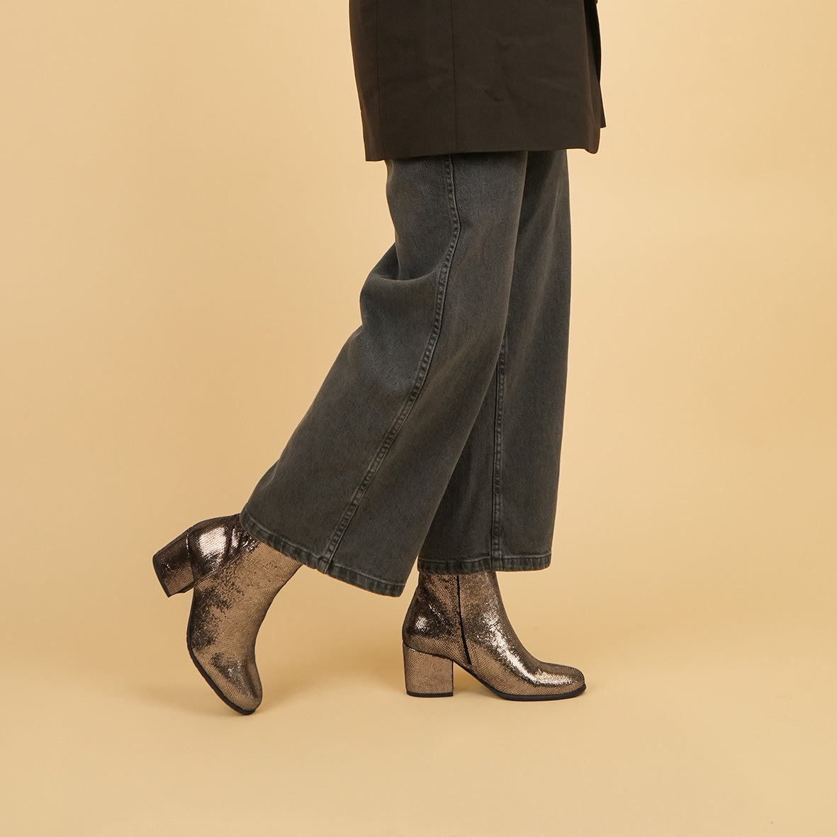 Rasa Metallic Onyx Mid Boot by Esska Shoes Ltd