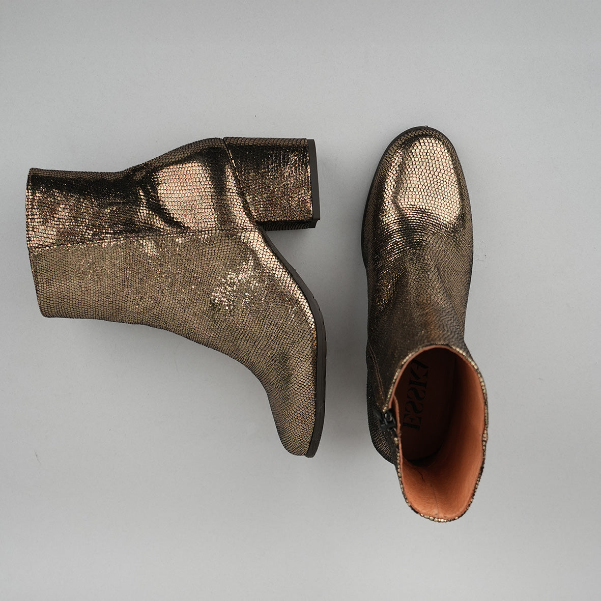 Rasa Metallic Onyx Mid Boot by Esska Shoes Ltd