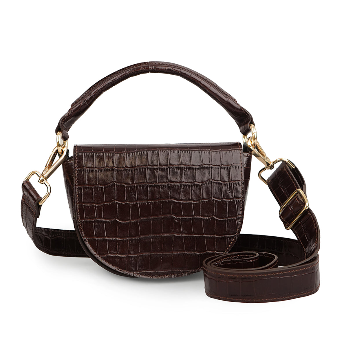 Remi Croc Dark Brown Bags by Esska Shoes Ltd