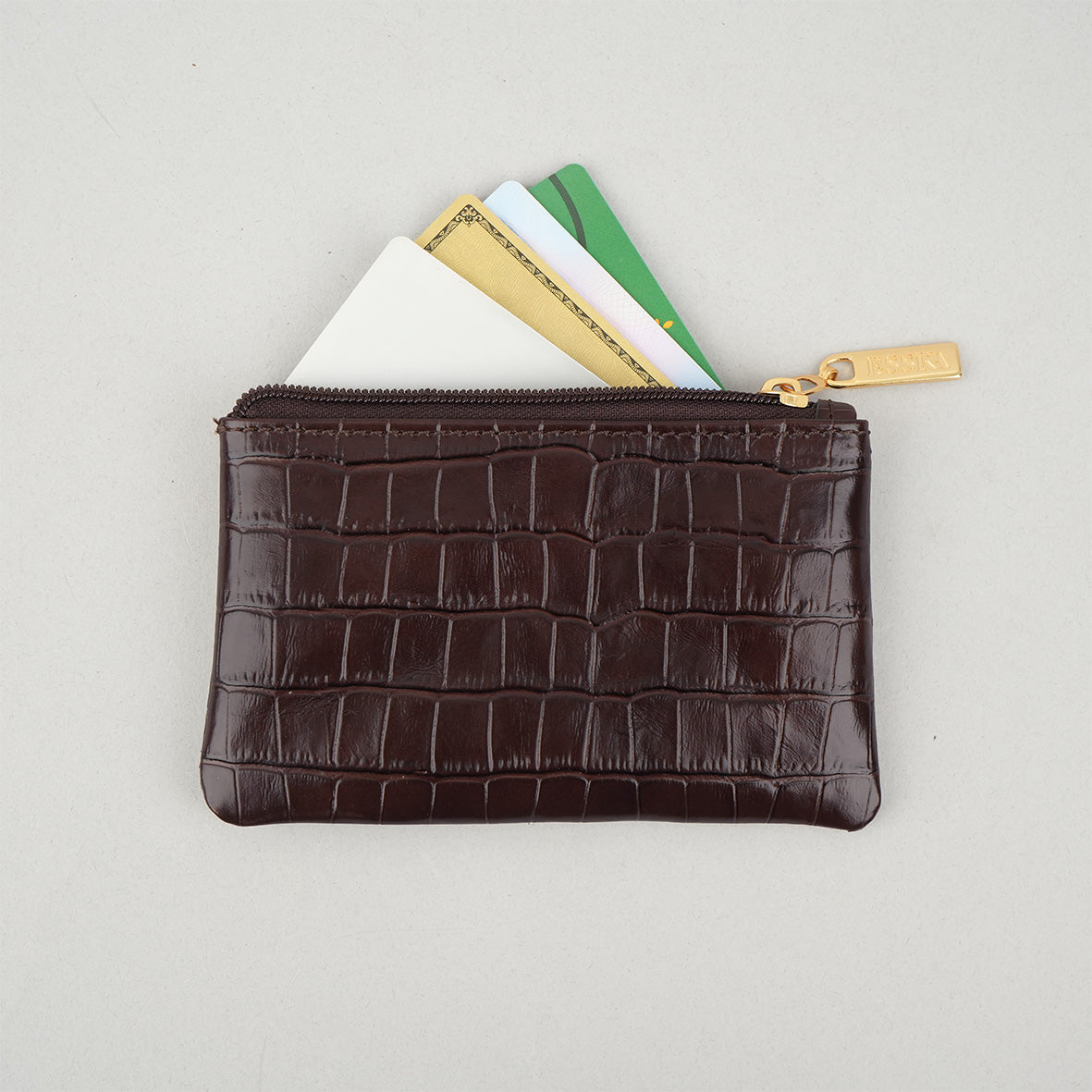 Ruth Small Pouch - Croc Dark Brown Accessories by Esska