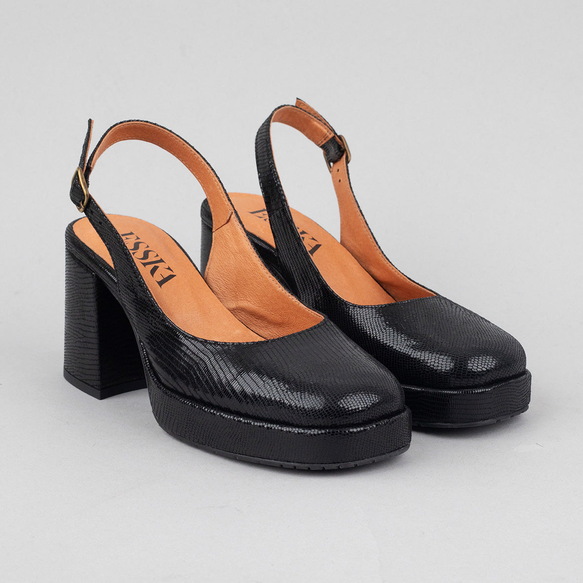 Sabrina Metallic Black Mid Shoe by Esska