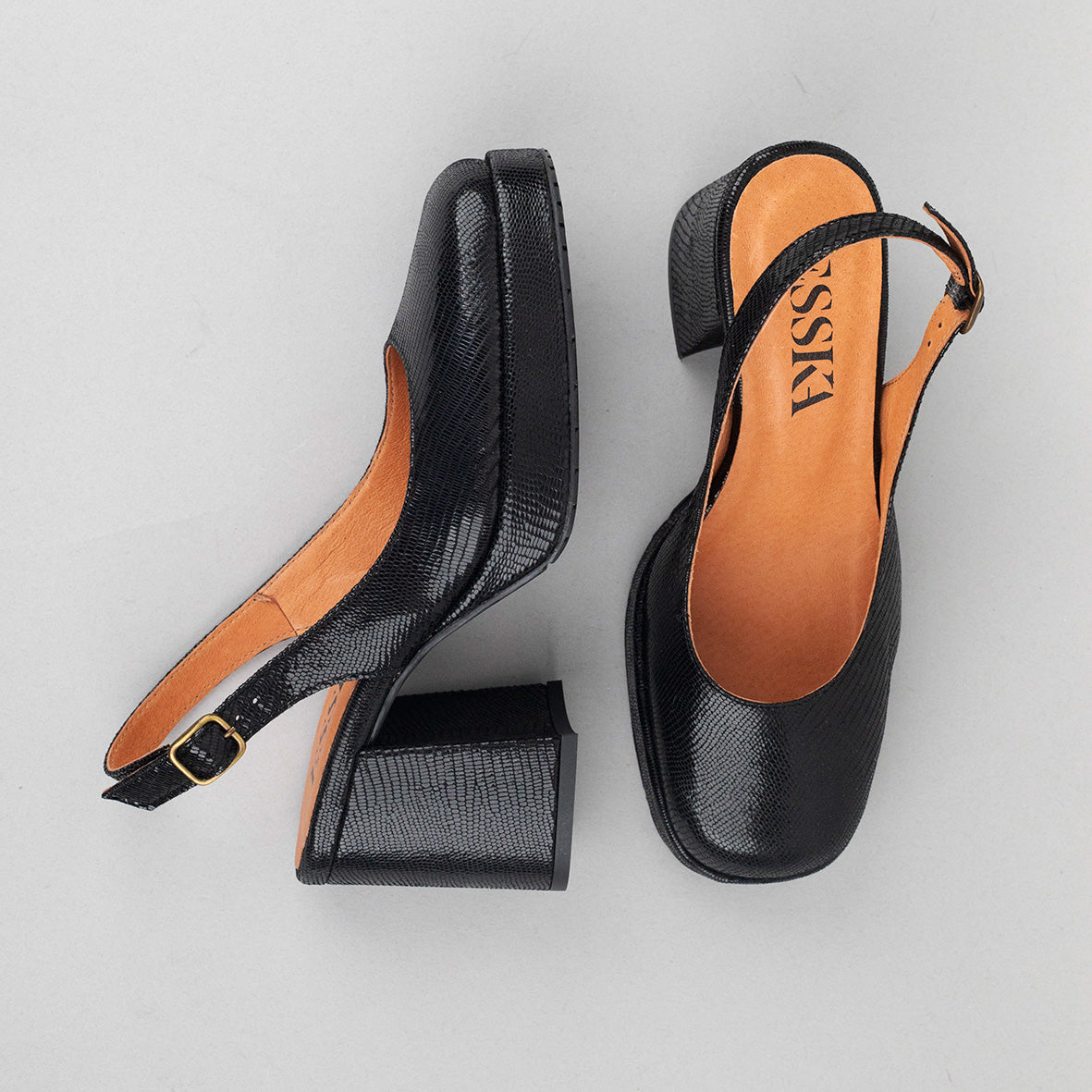 Sabrina Metallic Black Mid Shoe by Esska