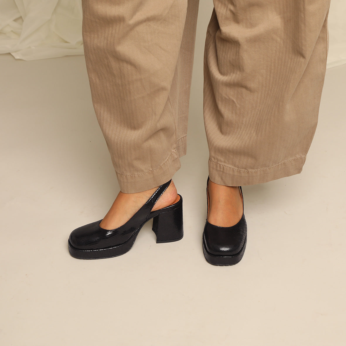 Sabrina Metallic Black Mid Shoe by Esska