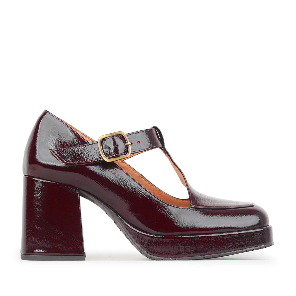 Saffron Patent Bordeaux Mid Shoe by Esska
