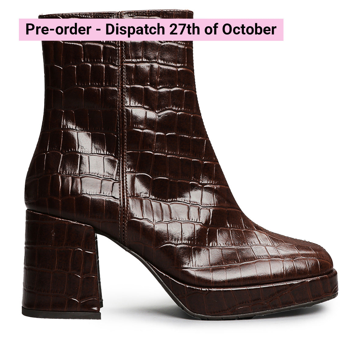Sassy Croc Dark Brown Mid Boot by Esska