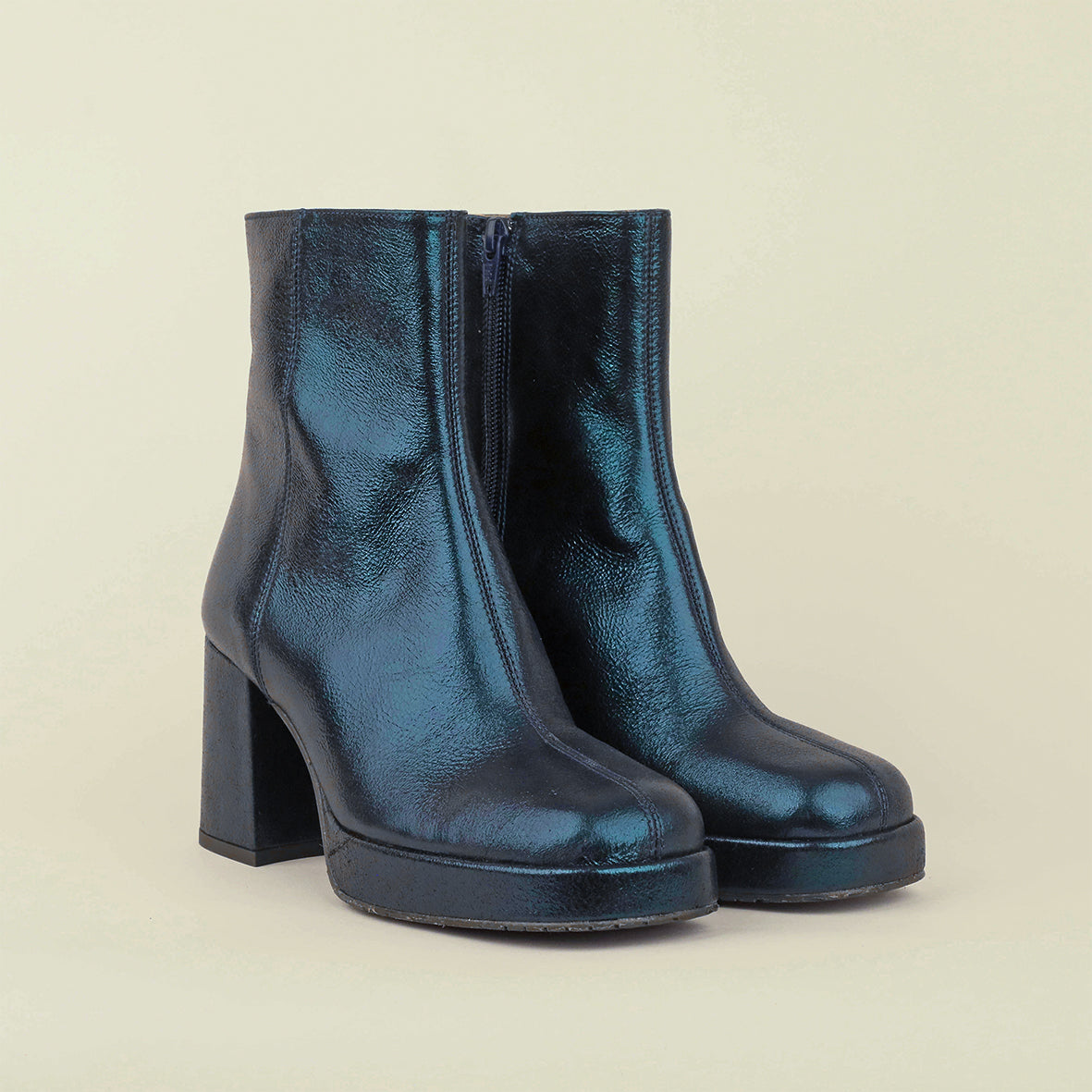 Sassy WIDE Metallic Teal Mid Boot by Esska