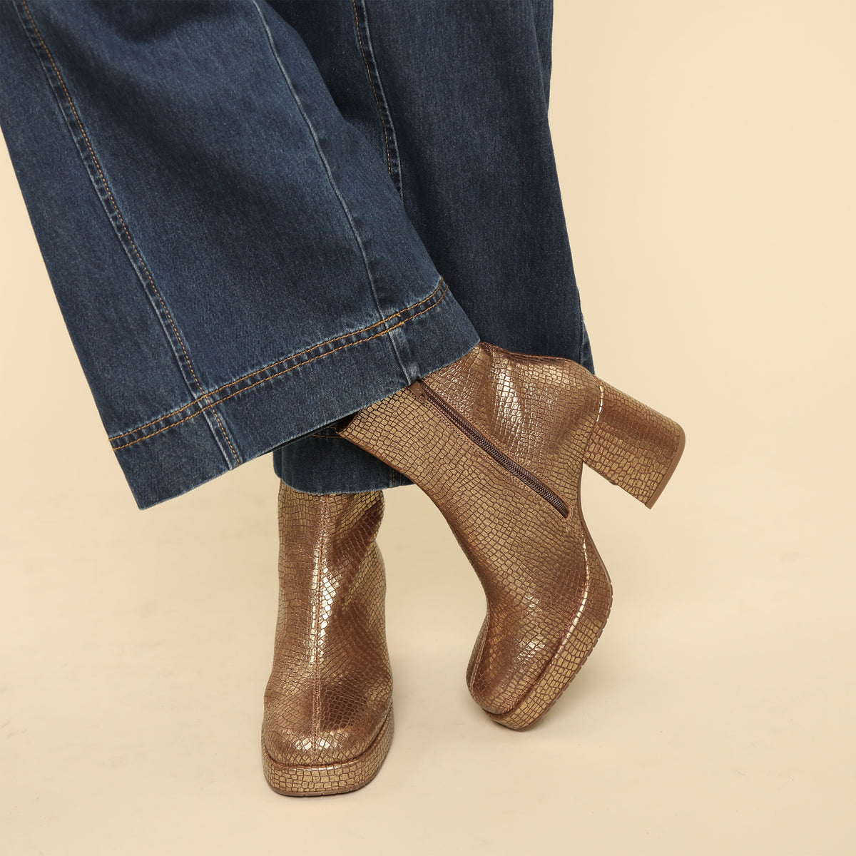 Sassy Antique Gold Mid Boot by Esska