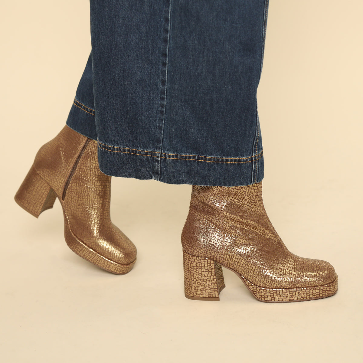 Sassy Antique Gold Mid Boot by Esska