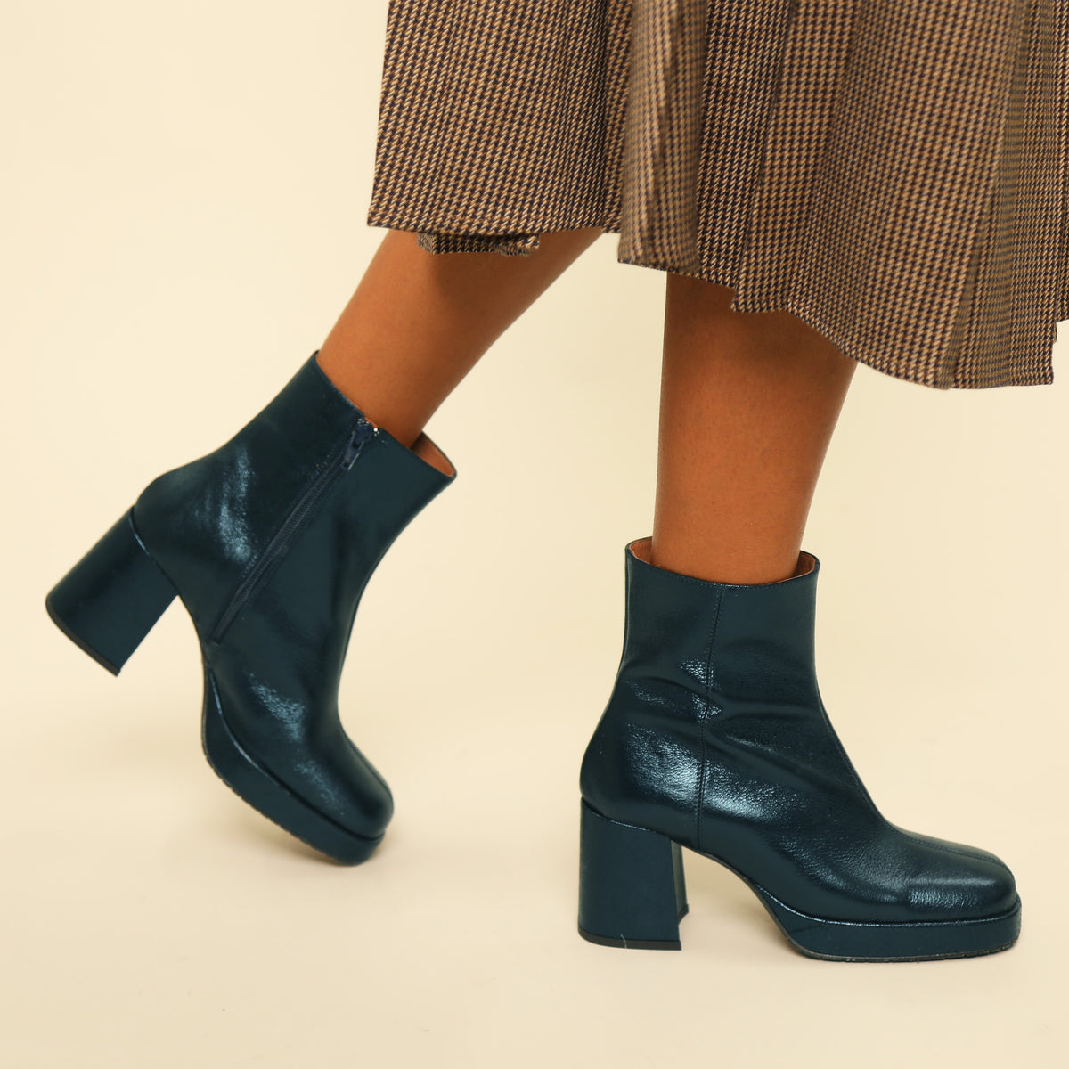 Sassy WIDE Metallic Teal Mid Boot by Esska