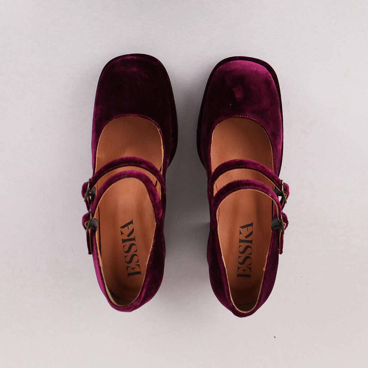 Sienna Vegan Velvet Aubergine Mid Shoe by Esska