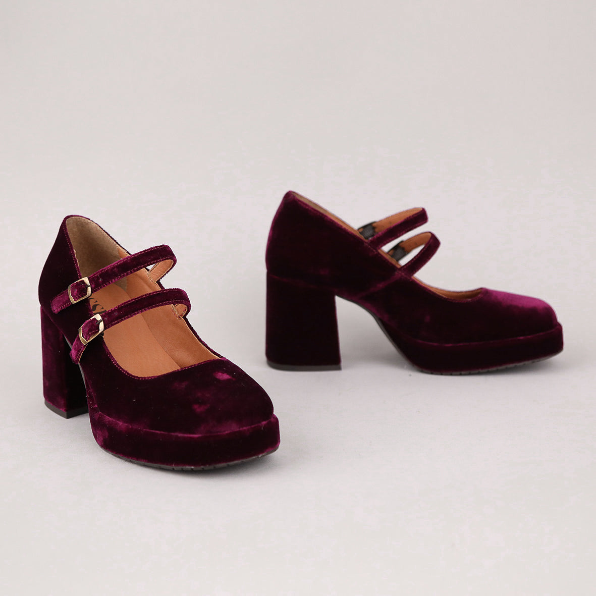 Sienna Vegan Velvet Aubergine Mid Shoe by Esska