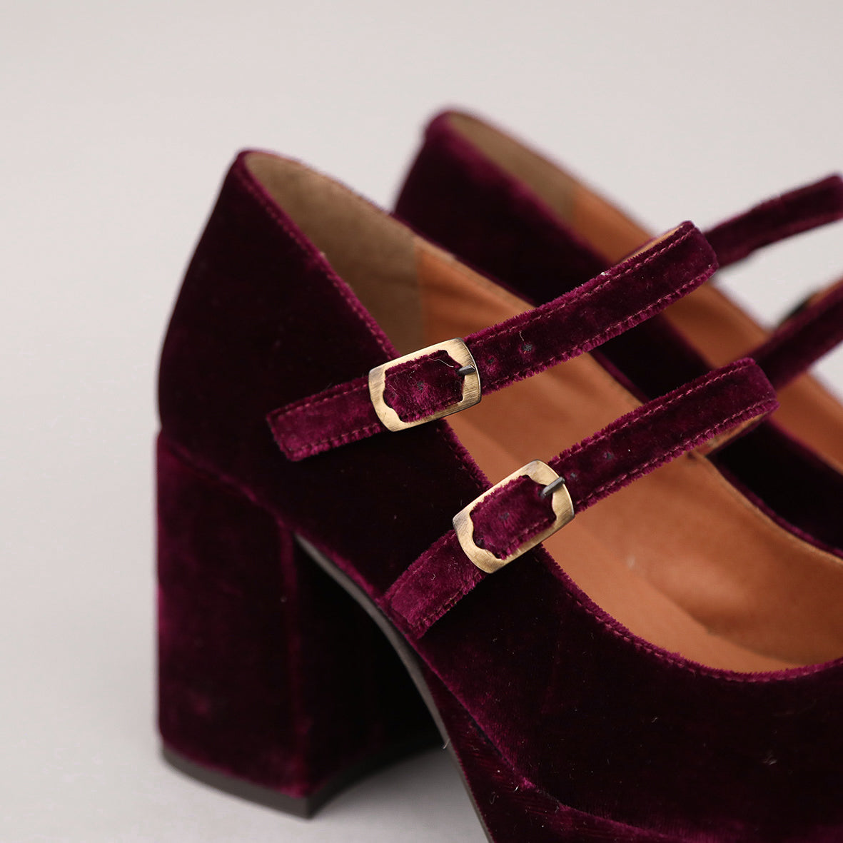 Sienna Vegan Velvet Aubergine Mid Shoe by Esska