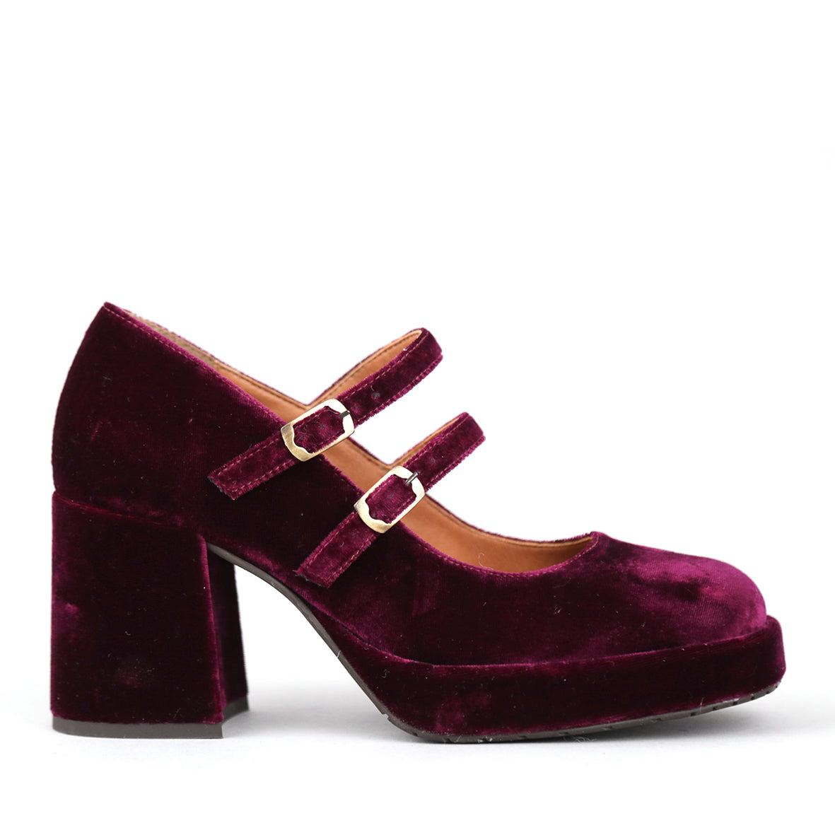 Sienna Vegan Velvet Aubergine Mid Shoe by Esska