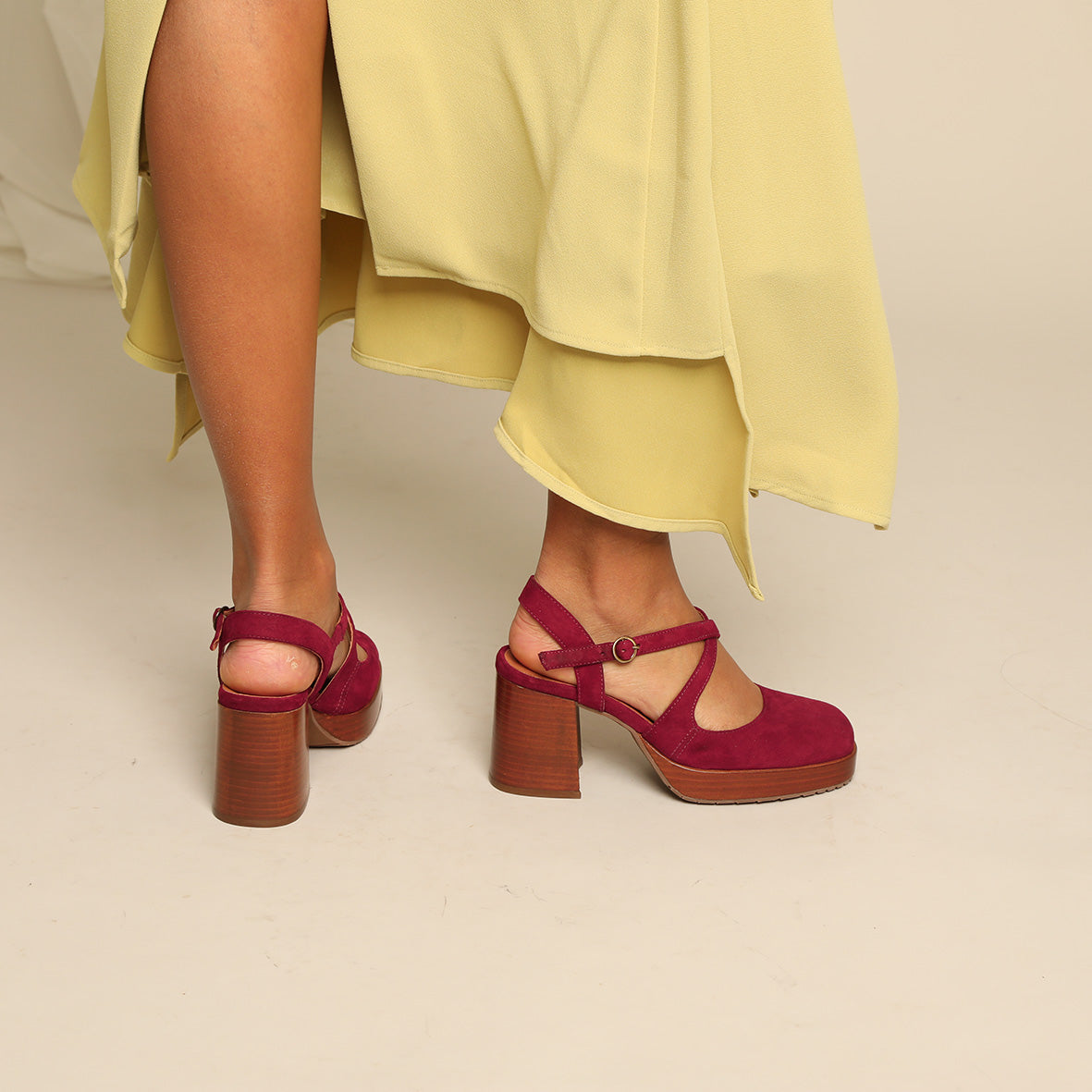 Sophie Wine Mid Shoe by Esska
