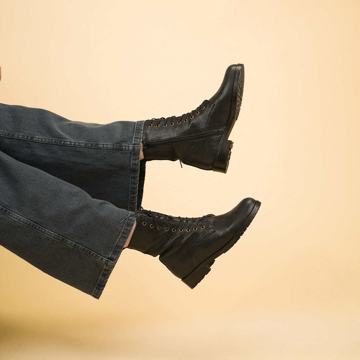 Tino Metallic Black Flat Boot by Esska Shoes Ltd