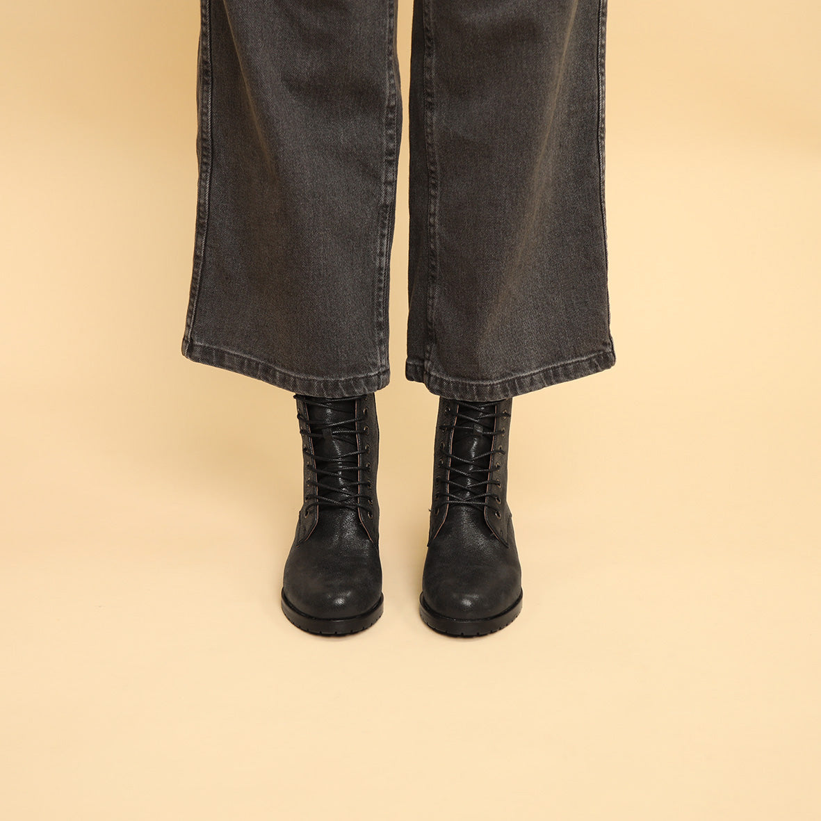 Tino Metallic Black Flat Boot by Esska Shoes Ltd