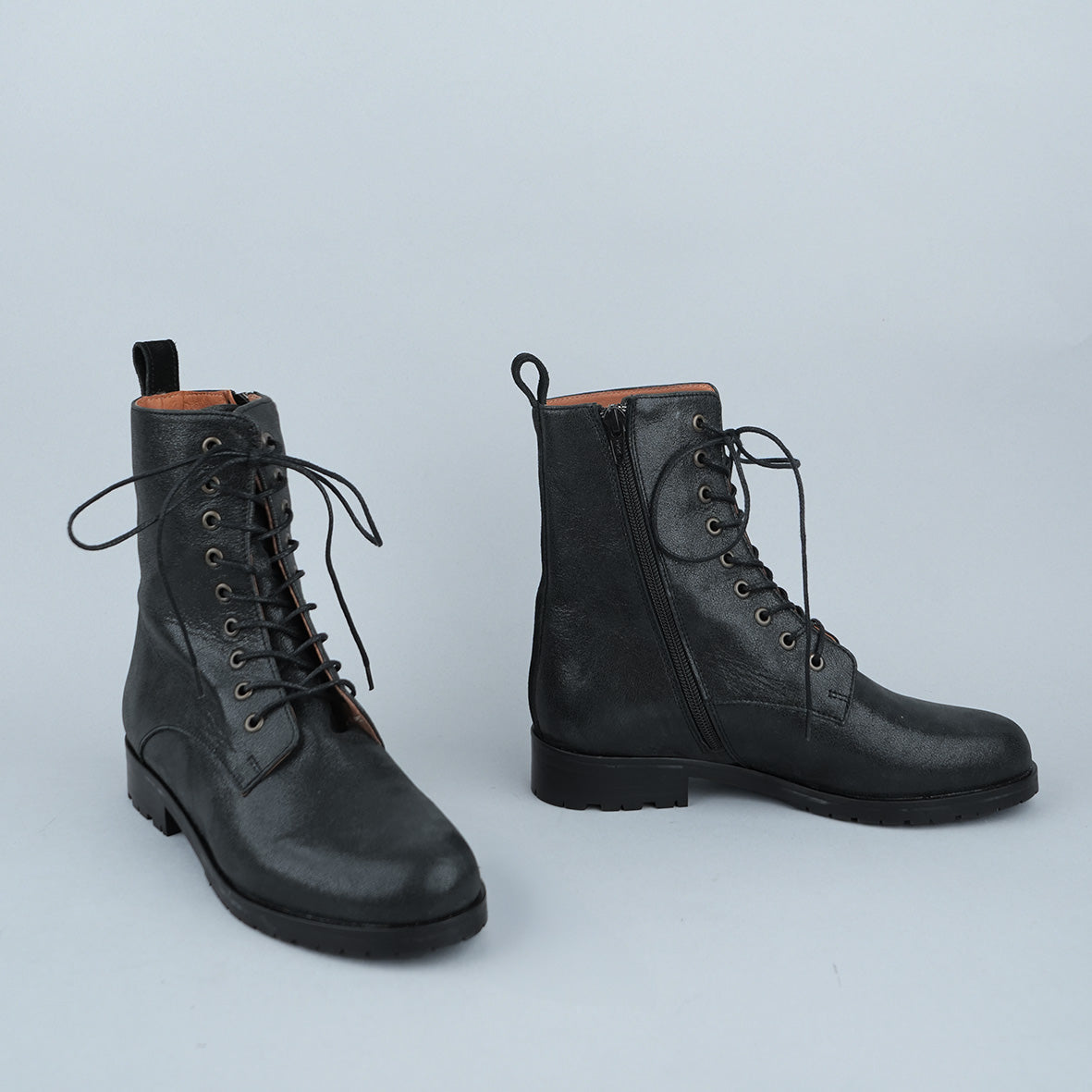 Tino Metallic Black Flat Boot by Esska Shoes Ltd