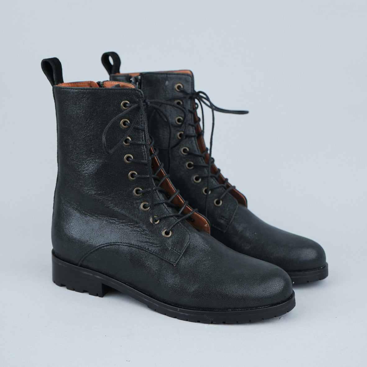 Tino Metallic Black Flat Boot by Esska Shoes Ltd
