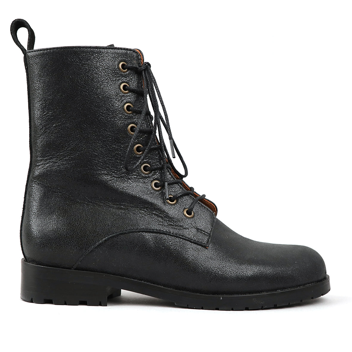 Tino Metallic Black Flat Boot by Esska Shoes Ltd