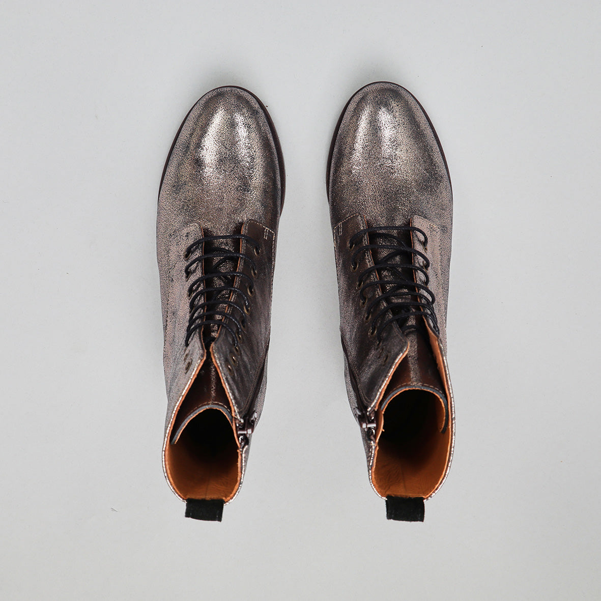 Tino Metallic Iron Flat Boot by Esska Shoes Ltd