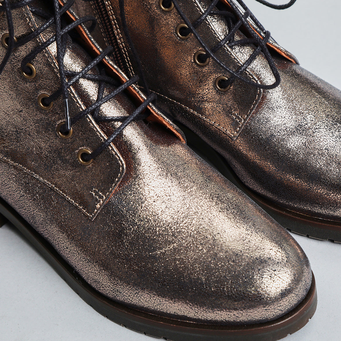 Tino Metallic Iron Flat Boot by Esska Shoes Ltd