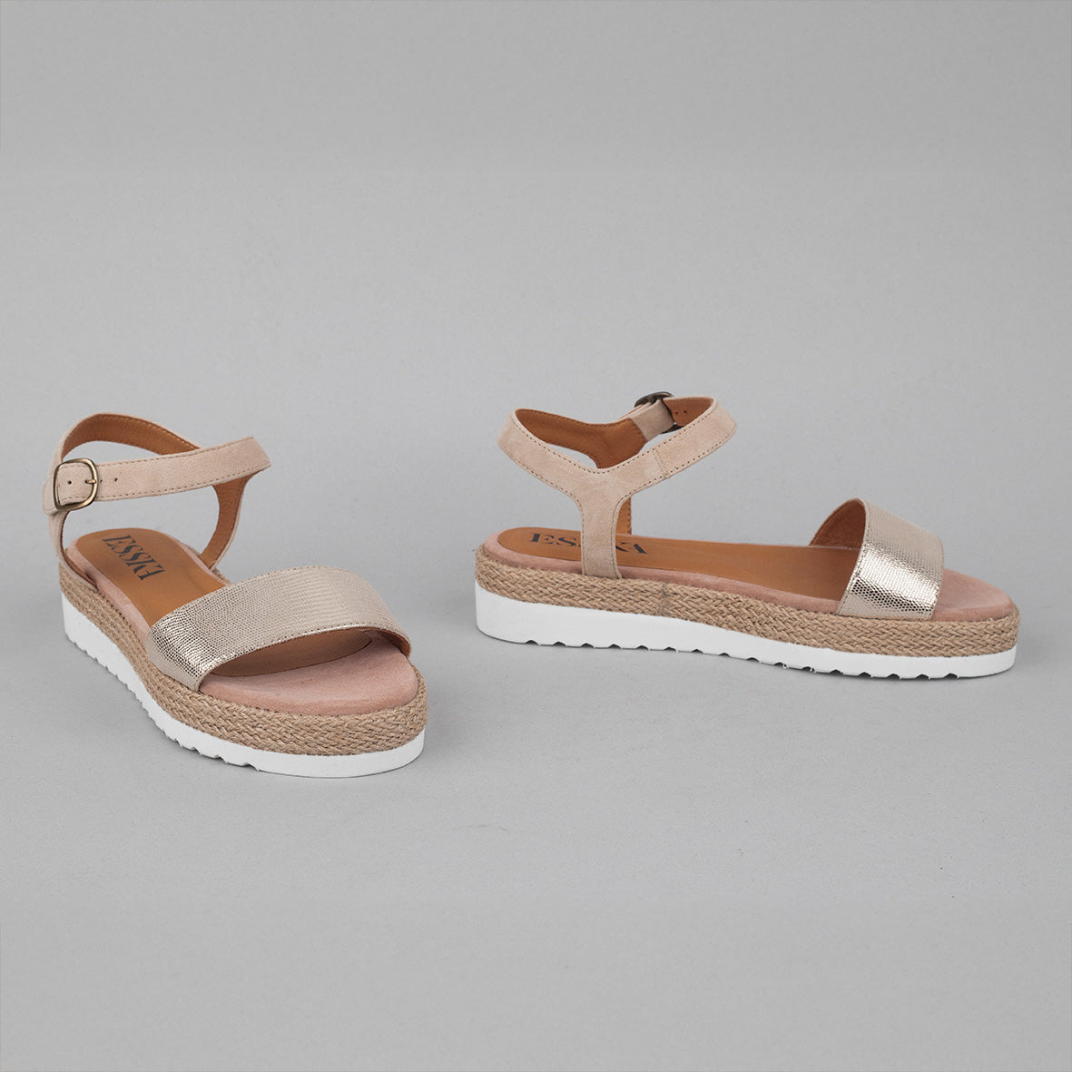 Uma Platinum Flat Sandal by Esska