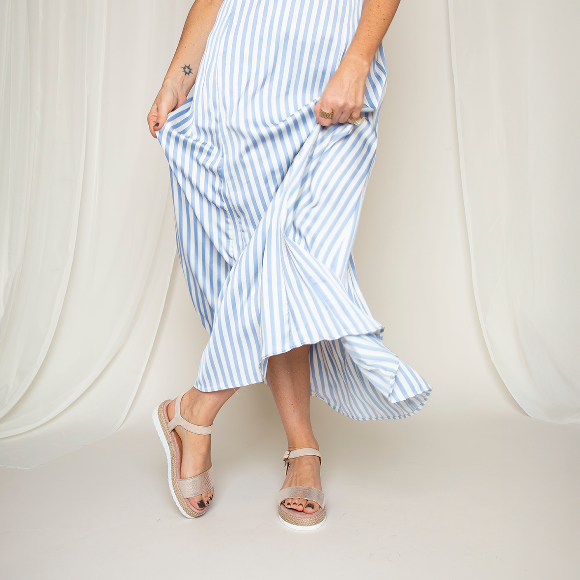 Uma Platinum Flat Sandal by Esska