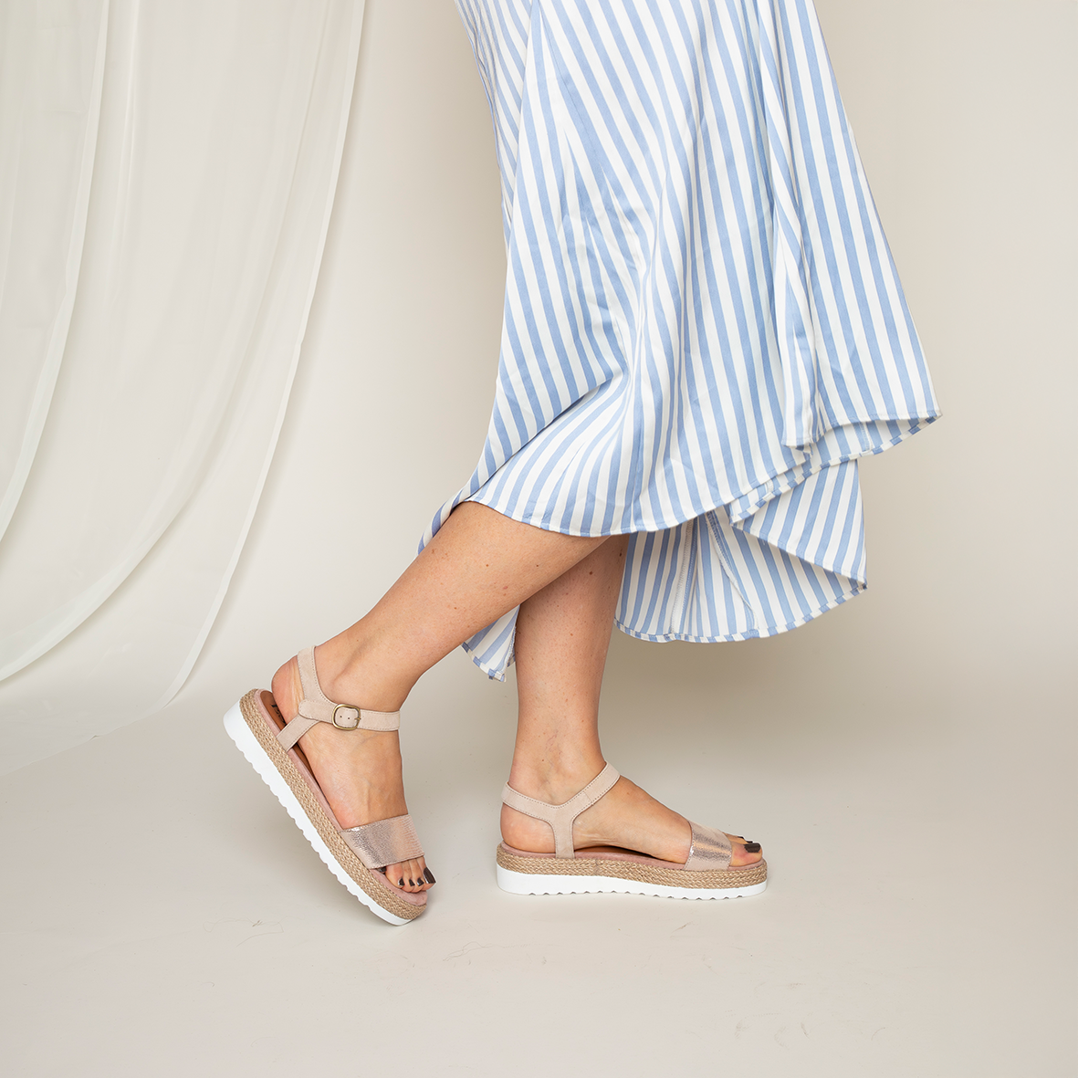 Uma Platinum Flat Sandal by Esska