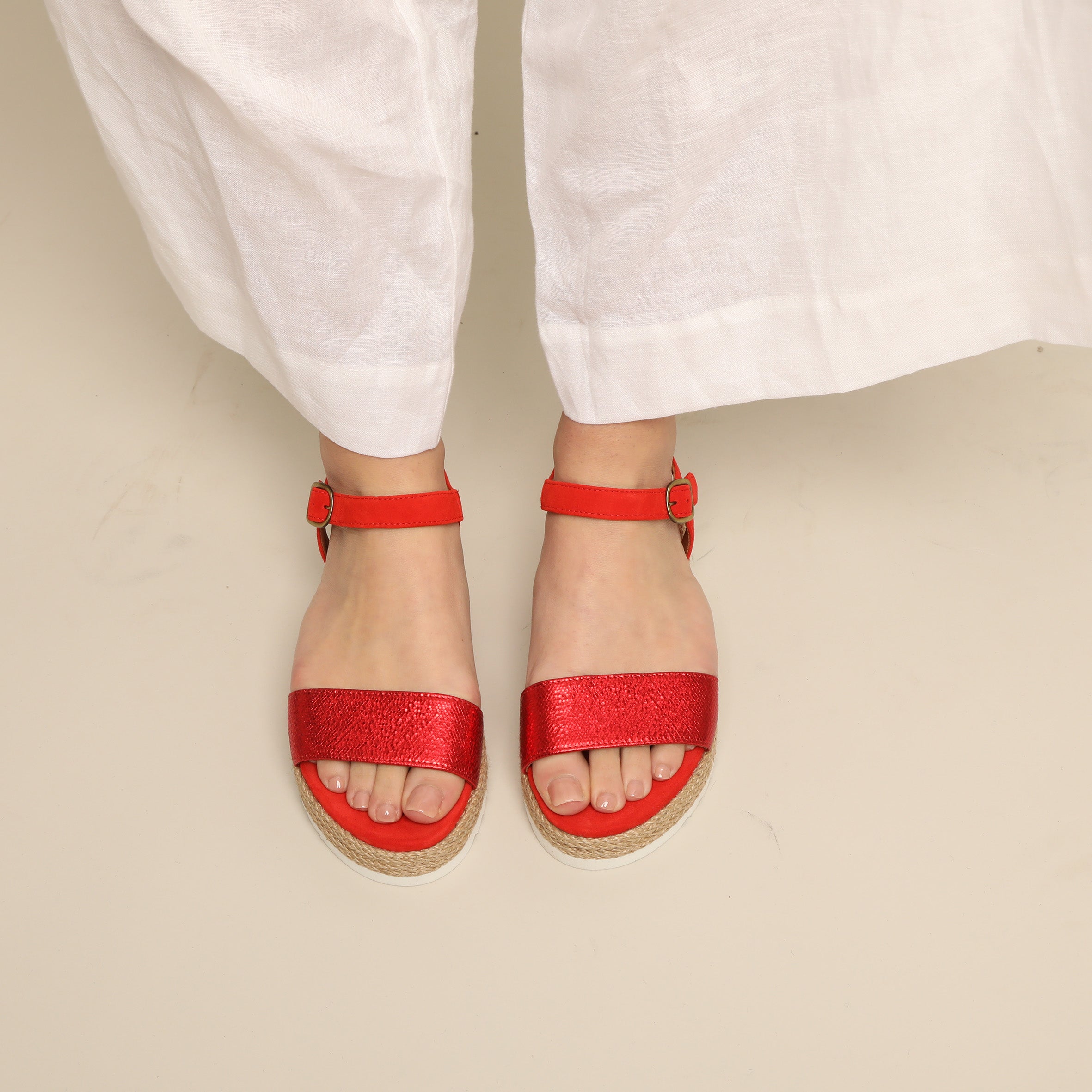 Uma Red Flat Sandal by Esska