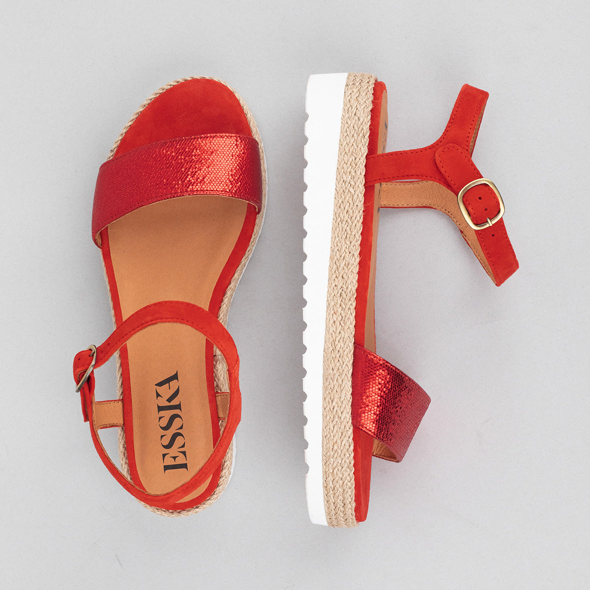 Uma Red Flat Sandal by Esska