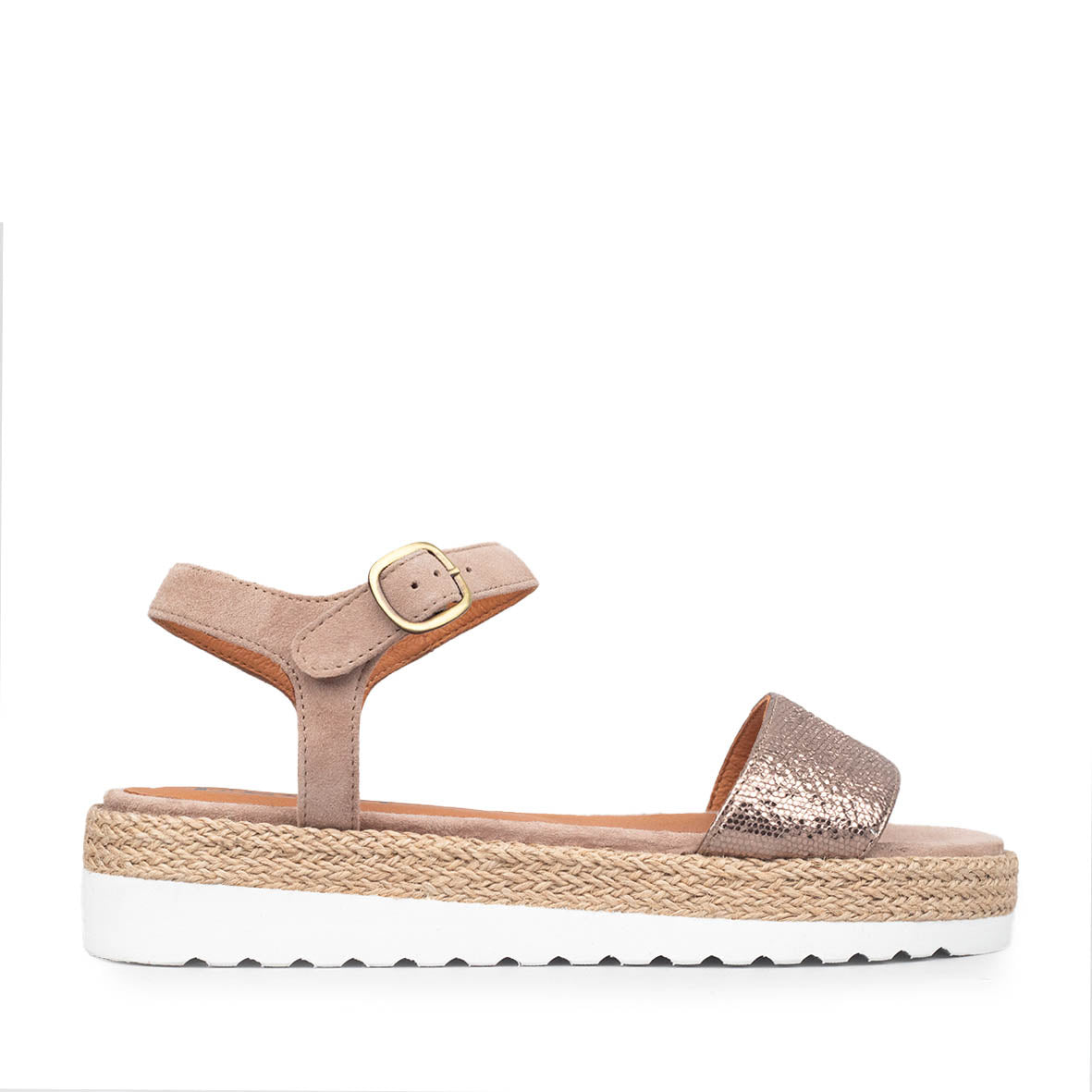 Uma Metallic Taupe Flat Sandal by Esska