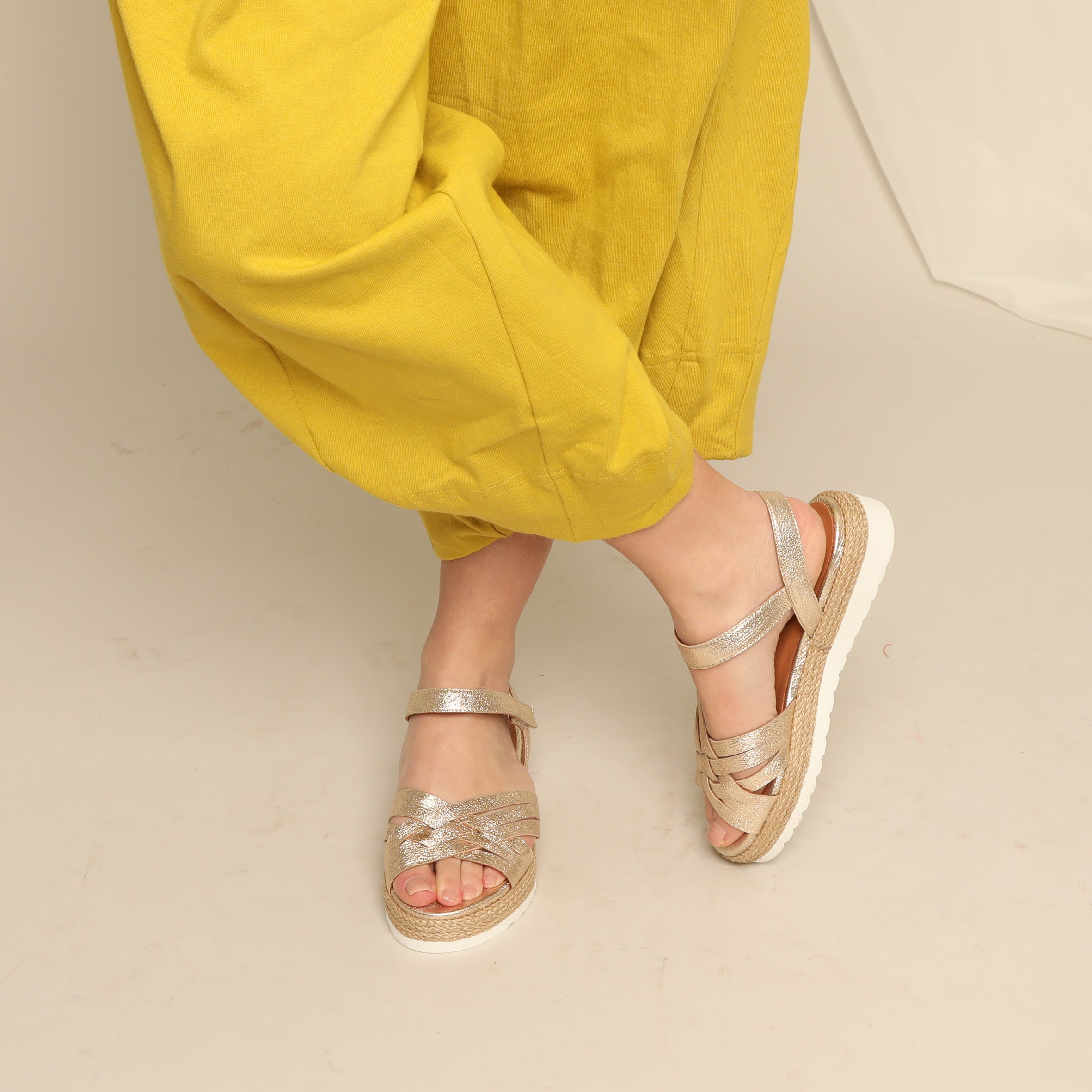 Ursula Champagne Flat Sandal by Esska