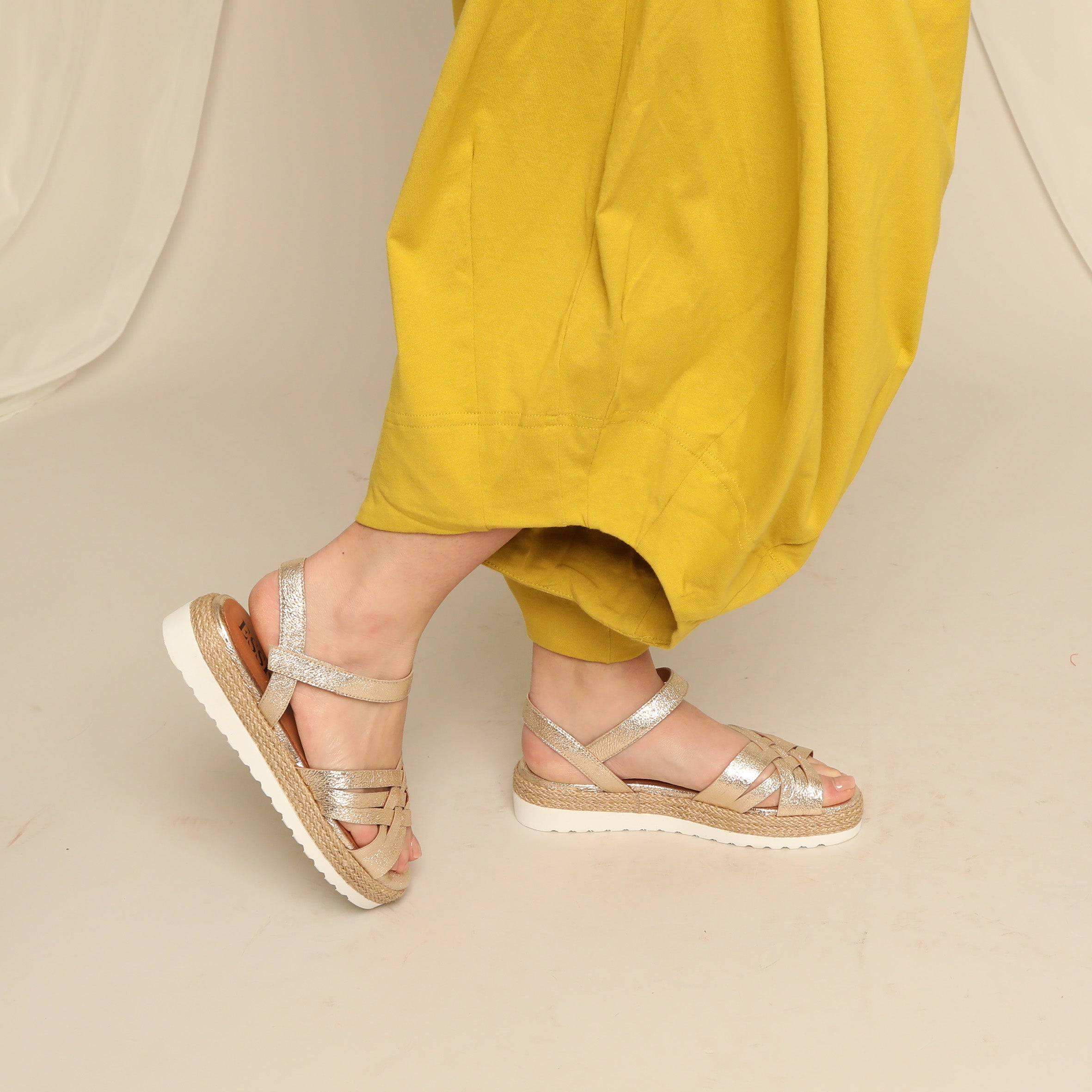 Ursula Champagne Flat Sandal by Esska